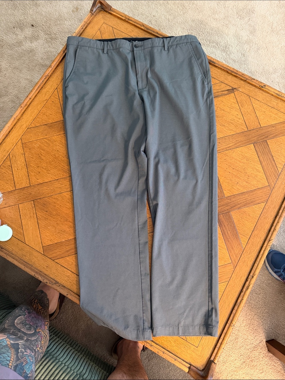Men's Greg Norman Gray Dress Chinos - Classic Straight Fit 40x32